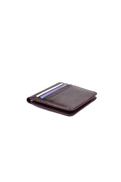 Eminsa Unisex Black Plain Leather Card Holder Wallet with Snap Fasteners