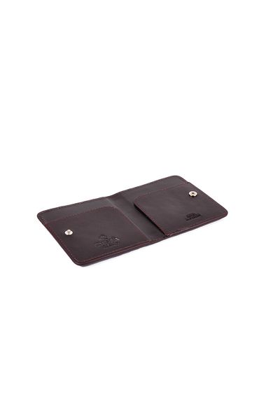 Eminsa Unisex Black Plain Leather Card Holder Wallet with Snap Fasteners