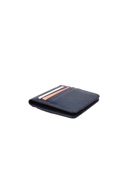 Eminsa Unisex Black Plain Leather Card Holder Wallet with Snap Fasteners