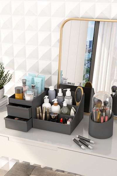 DOVİHOME Bonnie Makeup Cosmetics And Brush Holder Organizer Set of 2