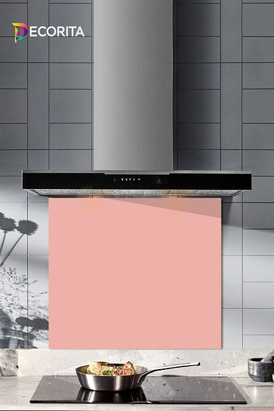 Decorita Protector de spate pentru aragaz din sticla |   Culoare uni - Somon |   52 cm X 60 cm