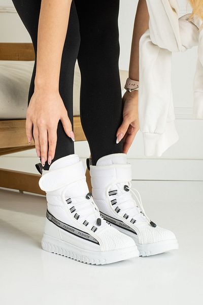 İmerShoes Καθημερινά γυναικεία λευκή αντιολισθητική χοντρή σόλα Velcro από καουτσούκ με οβάλ δάχτυλο με γούνα άνετα ελαφριά μποτάκια χιονιού 920