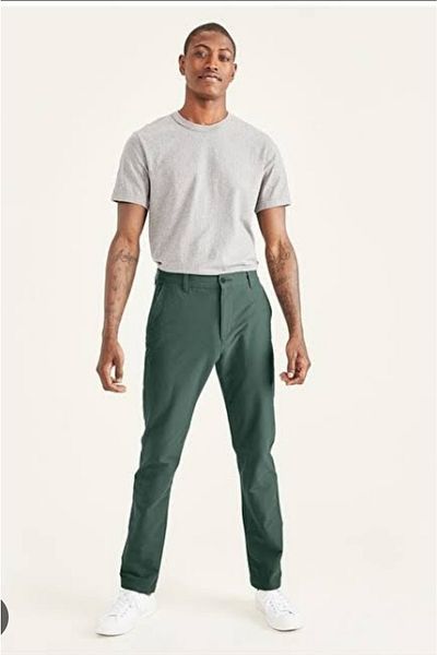 Dockers Medium Waist Slim Leg Slim Fit Green Men's Trousers 360 Ultra Flex Chino