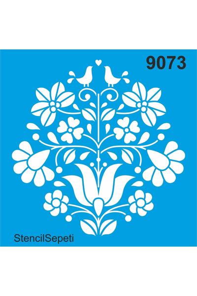 StencilSepeti Güvercin Ve Çiçekler - Stencil Boyama Şablonu 50x50cm - Iadesi ...