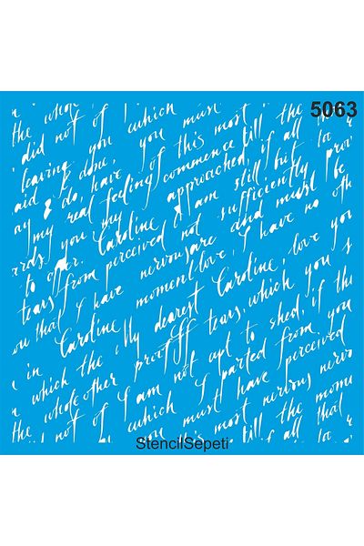 StencilSepeti Handwritten Letter Pattern - Stencil Painting Template 50x50cm - No Refund!