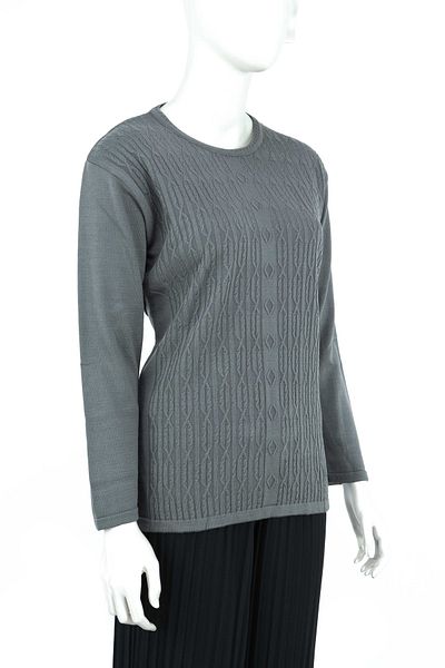 Oppland Women's Winter Self-Motifed Round Collar Lycra Cotton Knitwear Woven Mother Sweater