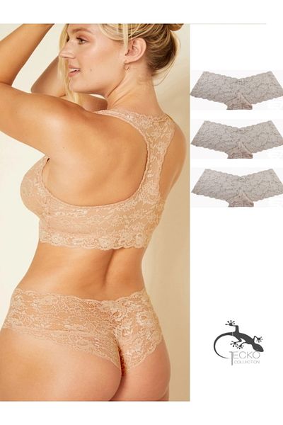 GECKO COLLECTION Gecko Lace Shorts Boxer Γυναικεία κιλότα 3τμχ