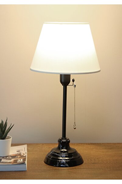 HOMİNG Vien Black Marble Pattern Detailed Lampshade Cream Fabric Ayd-3512