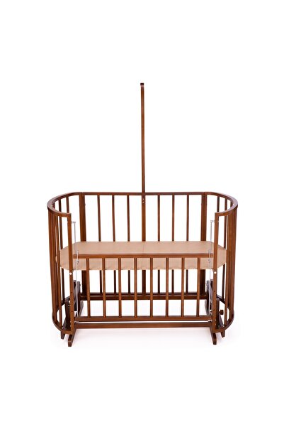 Bamgidoo Ahşap Beşik Anne Yanı Beşik Ceviz 60x120 - Uyku Setsiz Tek Yataklı