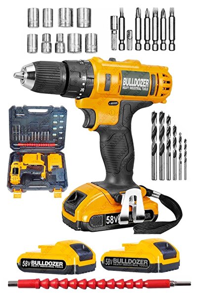 Bulldozer Çift Akülü 24vr Darbeli 24 Parça Aksesuar Setli Şarjlı Vidalama Matkap