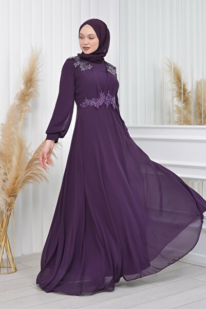 poplinmoda Güpürlü Şifon Abiye-cavide Model