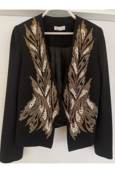 Mor İnci Taşlı Incili Kadın Ceket