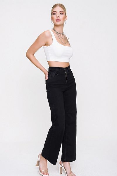 Trn JNS Blugi din denim din anii '90, negri, largi, din lycra, cu talie super înaltă, pentru femei (foarte confortabili)
