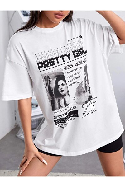 Machetta Tricou oversize cu imprimeu Pretty Girl