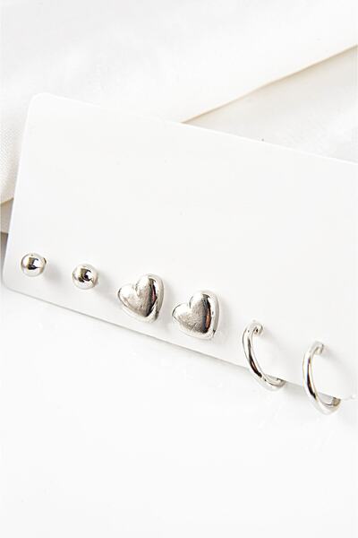 EUROMODA Kadın Gümüş Kaplama Bijuteri Küpe Seti