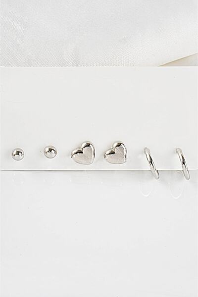 EUROMODA Kadın Gümüş Kaplama Bijuteri Küpe Seti