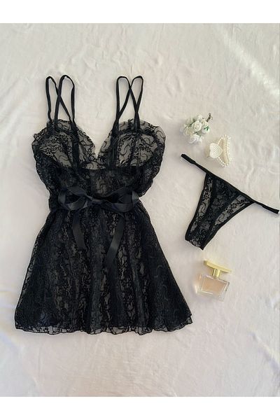 MH Moony Homewears Комплект бельо с черна нощница Stephanie