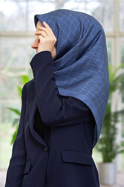 Vissona Γυναικείο μεταξωτό μαντήλι από μετάξι Indigo - Navy Blue