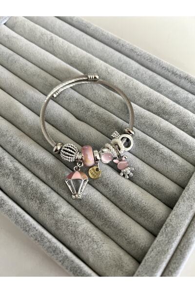 SU PERİSİ TAKI BİJUTERİ سوار من الفولاذ باللون الفضي الوردي مع تفاصيل بالون و...