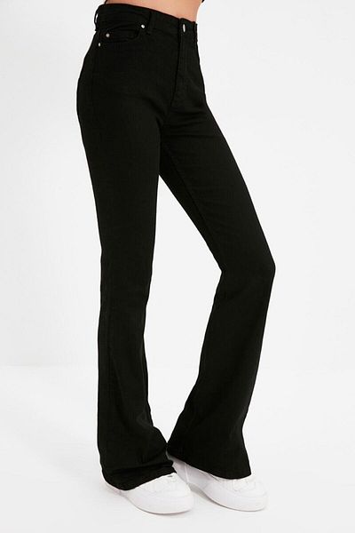 LİMABEL Spanish Leg Jeans Colorfast Black Spanish Jeans High Waist Jeans