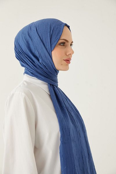 FRESCO SCARFS Γυναικείο Hijab Bamboo Kraş Shawl* Indigo