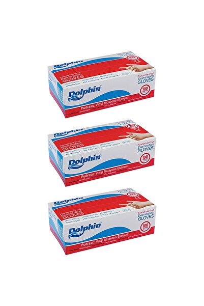 Dolphin Pudrasız Vinil Eldiven (l) 100lü Paket 3 Adet
