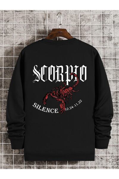 YUVEST Hanorac oversize unisex, cu imprimeu Scorpion, cu gâtul rotund