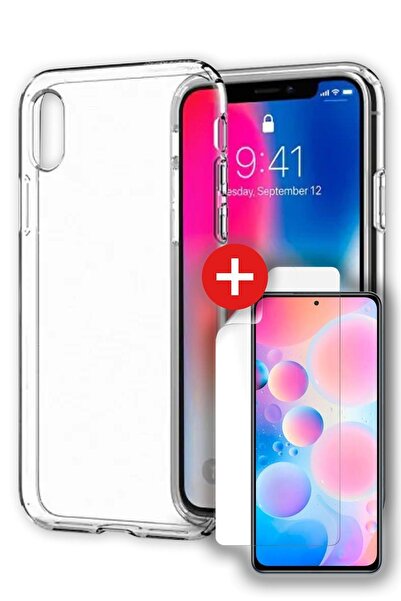 AHK Apple Iphone Xs Max Kılıf Kamera Çıkıntılı Lüx Şeffaf Silikon Şeffaf Ekra...