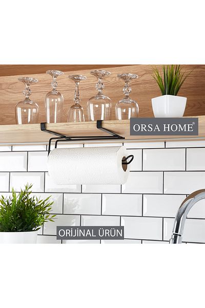 ORSA HOME 943 Κάλυμμα ντουλαπιού Χάρτινη θήκη για πετσέτες Μαύρο ματ