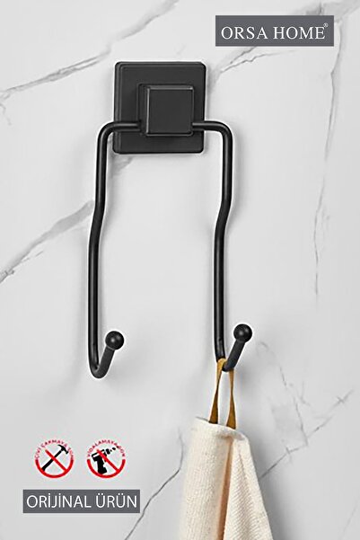 ORSA HOME 901 Kare Yapışkanlı 2 Li Askı Siyah