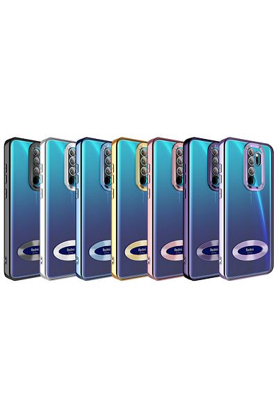Fibaks حافظة لهاتف Redmi Note 8 Pro مع حماية لعدسة الكاميرا وشعار ملون شفاف يظهر غطاء لامع