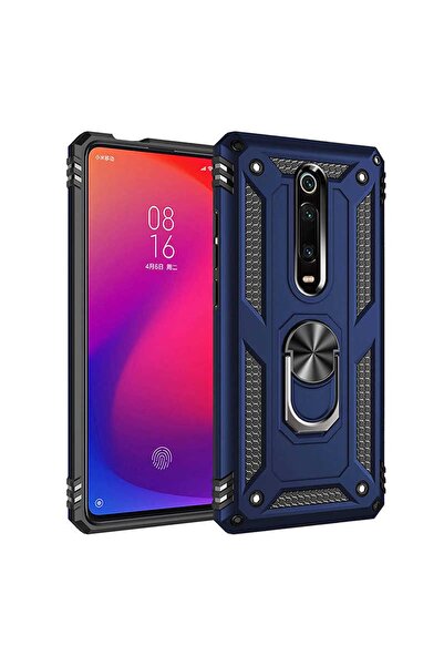 ZM STORE Xiaomi Mi 9t Kılıf Zore Vega Tank Yüzüklü Standlı Kapak