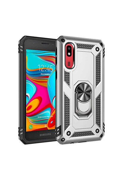 ZM STORE Samsung Galaxy A2 Core Kılıf Zore Vega Tank Yüzüklü Standlı Kapak