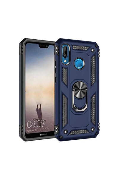 ZM STORE Huawei P20 Lite Kılıf Zore Vega Tank Yüzüklü Standlı Kapak