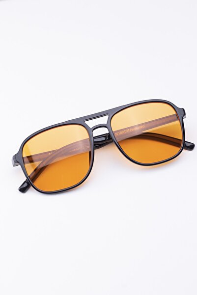 By Donetto نظارة شمسية من الزجاج باللون الأسود والبرتقالي للجنسين
