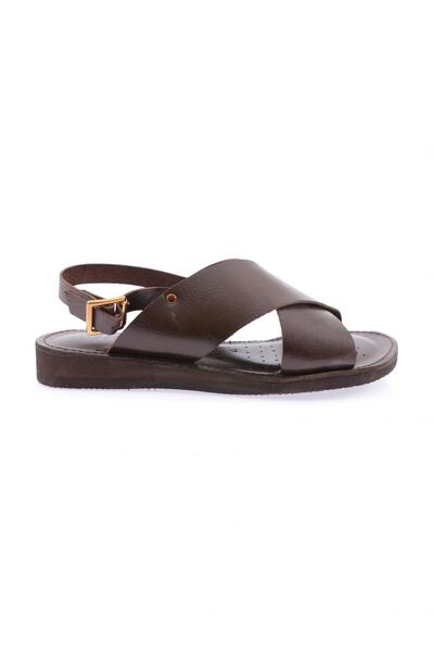 DGN Women's Cross Strap Sandals Dark Brown Genuine Leather 3113218