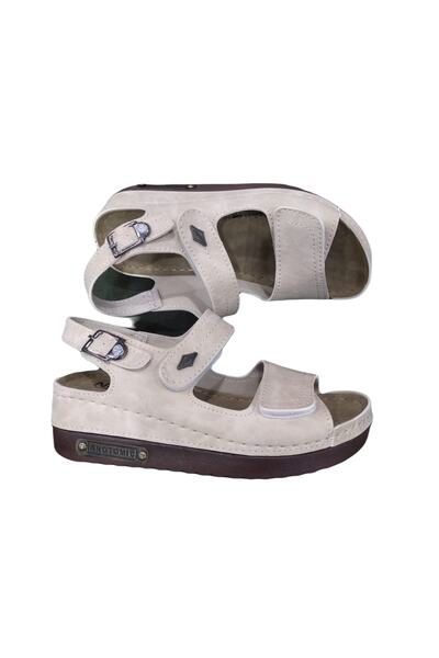 Neon 3014 -07 Comfort Dolgu Taban Kadın Sandalet { Mat Bej}