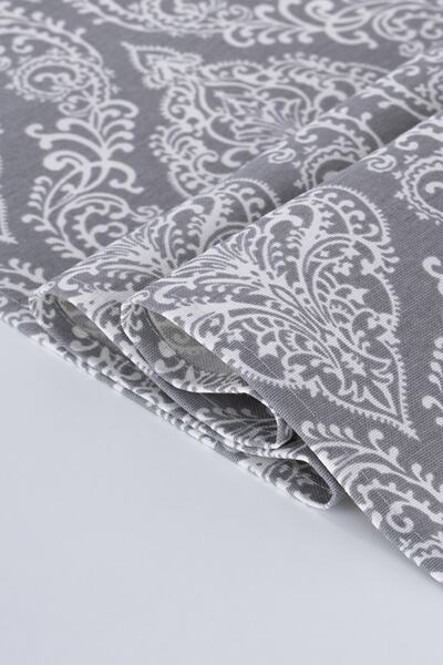 ALTINPAMUK Linen Runner Stain Resistant Fabric Damaks Gray 40x140