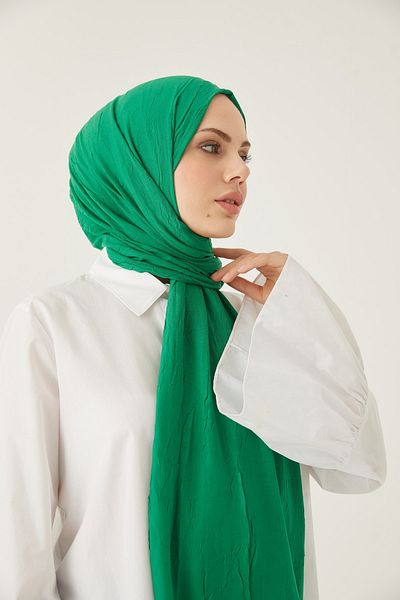 FRESCO SCARFS Γυναικείο Hijab Bamboo Kraş Shawl*benetton Green