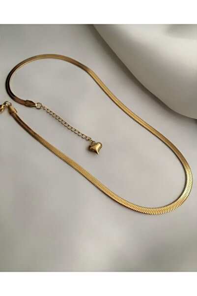 İNN JEWELLERY قلادة نسائية ذات سلسلة مسطحة من الفولاذ عالي الجودة بطول 45 سم
