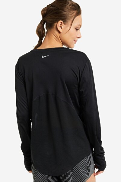 Nike Dri-fit Pacer Uzun Kollu Siyah Kadın Koşu Üstü