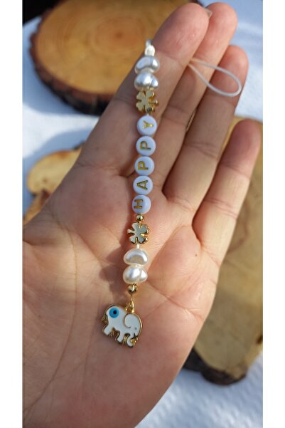 Atolye Ferda Phone Charm with Elephant and Clover Figure (happy)