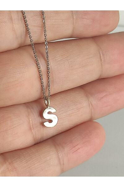 HANIMKIZ 925 Ayar Gümüş Mini Boy S Harfli Kolye Ucu(ZİNCİRSİZ)