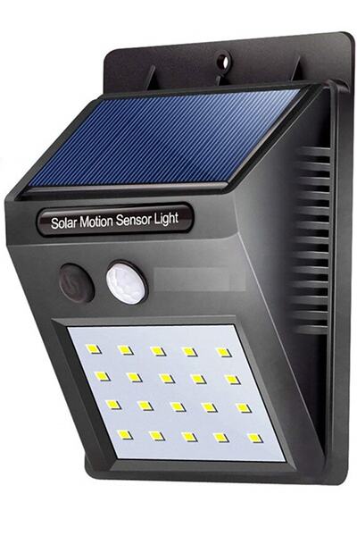 TechnoStation Işık Sensörlü Güneş Enerjili Solar Duvar Kapı Kamp Bahçe Lambası Fotoselli Projektör 20led Lambalı