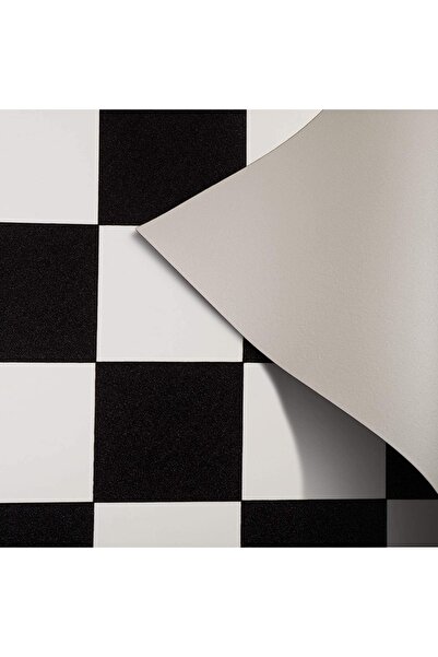 AKSEREN Pvc Mineflo Zemin Kaplaması Damalı | Siyah Beyaz Kareli En: 2 Metre