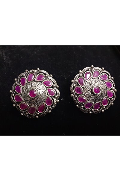 Aashiv's Collection Women's Stone Patterned Steel Indian Earrings