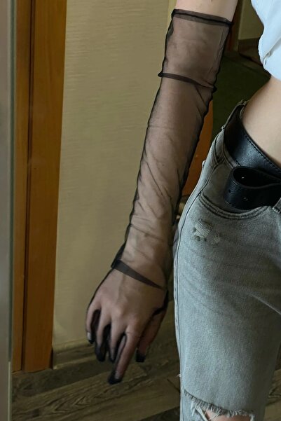 Genel Markalar 2026 Yeni Sezon Eldiven Parti Aksesuarı Siyah Transparan Uzun Tül Gelinlik Eldiveni Parti Aksesuarı