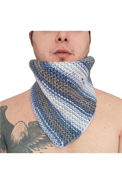 Meralin Elinden Blue Marbled Hand Knitted Neck Collar