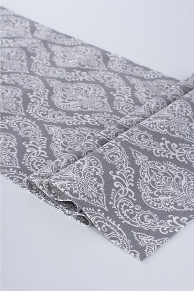 ALTINPAMUK Linen Runner Stain Resistant Fabric Damaks Gray 40x140