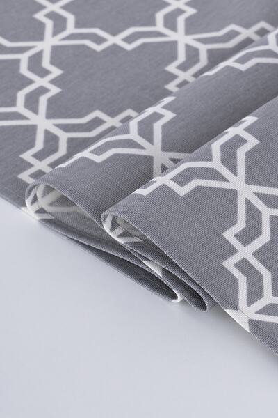 ALTINPAMUK Linen Runner Stain Resistant Fabric Mosaic Gray 40x140